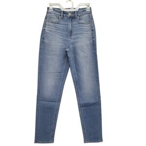 New American Eagle Size 0 Regular Light Rinse Curvy Mom Jean Denim Blue Jeans